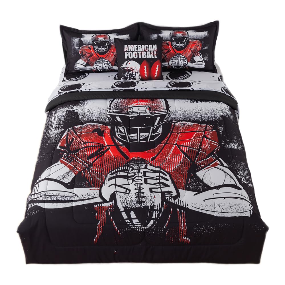 Qjmiaofang Kids Football Comforter Set Full 6 Pieces Sports Bedding For Boys Teens Bed In A Bag American Football Bedding With B