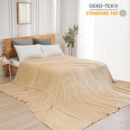 Phf Oversized King Fleece Blanket 120'X120', No Shed No Pilling Big Soft Blanket, Extra Large 10'X 10' Lightweight Blanket For Bed, Sofa Travel And Camping, Suitable For All Season, Beige