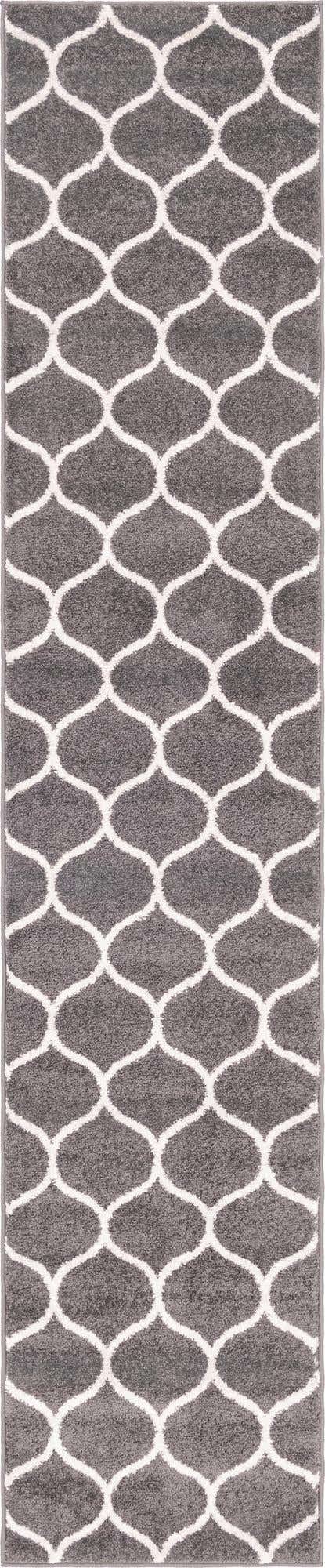Unique Loom Trellis Frieze Collection Area Rug - Rounded (2' x 10' Runner, Dark Gray/ Ivory)