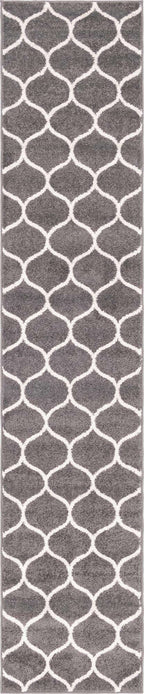 Unique Loom Trellis Frieze Collection Area Rug - Rounded (2' x 10' Runner, Dark Gray/ Ivory)