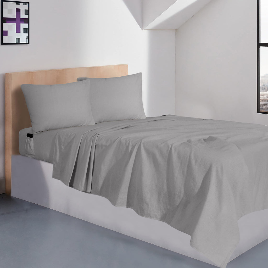 Sleepdown 100% Cotton Flannel Sheets Twin - Super Soft, Heavyweight, Double Brushed, Anti-Pill Flannel Twin Sheets - 16'' Deep P