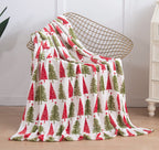 Elegant Comfort Velvet Touch Ultra Plush Christmas Holiday Printed Fleece Throw/Blanket-50 X 60Inch, (Cream Christmas Tree), 50