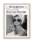 iHery Natural OAK Wood Hepburn Newspaper Trendy Framed Wall Art, 12x16 in Vintage Headline Canvas Print, Beige Logs Retro Bathro
