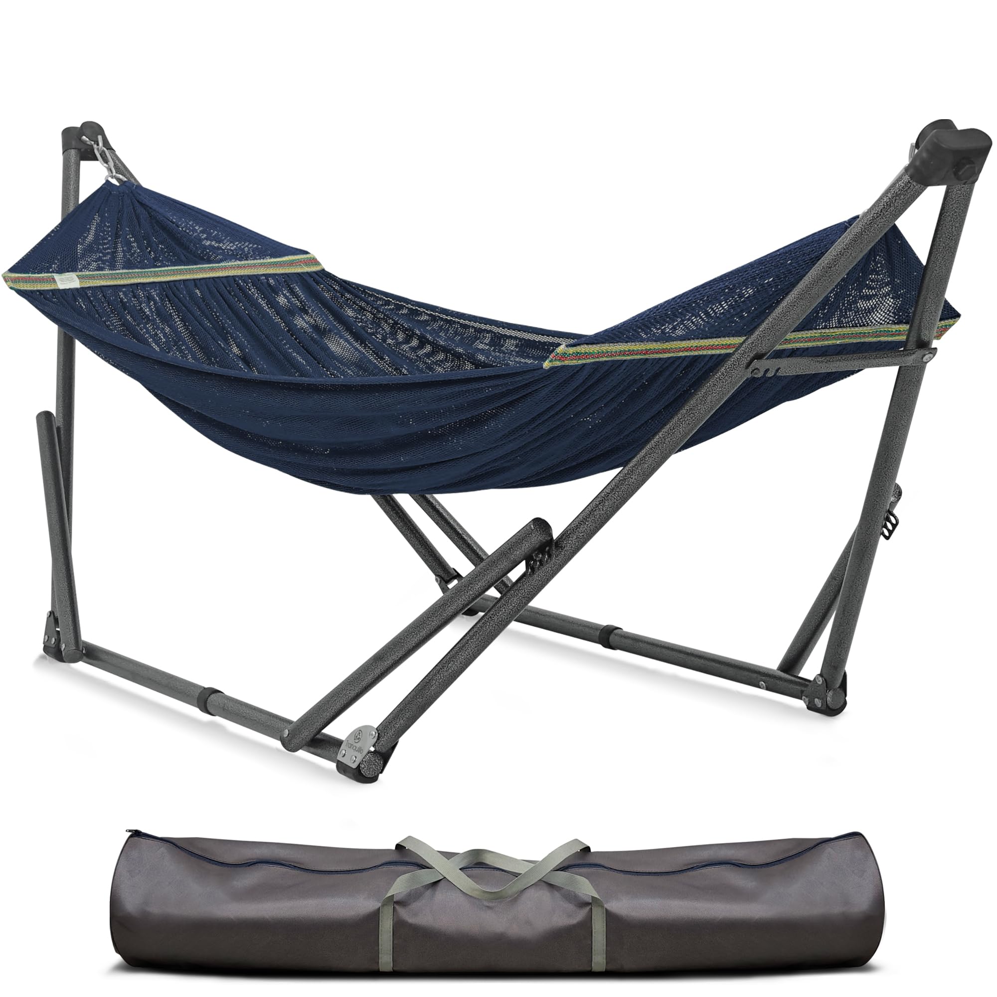 Tranquillo Uniki Adjustable Hammock Stand Collapsible, Camping Hammock And Stand 550 Lbs Capacity Double Hammock Stand, Foldable