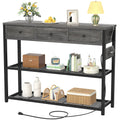 Ecoprsio 47   Entryway Table with Outlets and USB Ports, Console Table with 3 Drawers, Sofa Table Narrow Long with Storage She