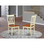East West Furniture ANC-WHI-W Antique Dining Room Chairs - Slat Back Solid Wood Seat Chairs, Set of 2, Buttermilk & Cherry