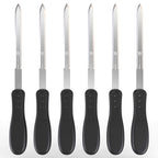 Uncommon Desks Office Letter Opener - Stainless Steel Knife-Edge Blade, Ergonomic Grip Handle (Black, 6 Pieces)