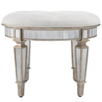 HomeRoots Silver Birch Wood Solids; MDF, Glass Modern Mirrored Vanity Stool