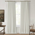Beige White Linen Curtains 92 Inches Long 2 Panels Set, Modern Neutral Nursery Blackout Curtains for Kids Bedroom Thermal Drapes