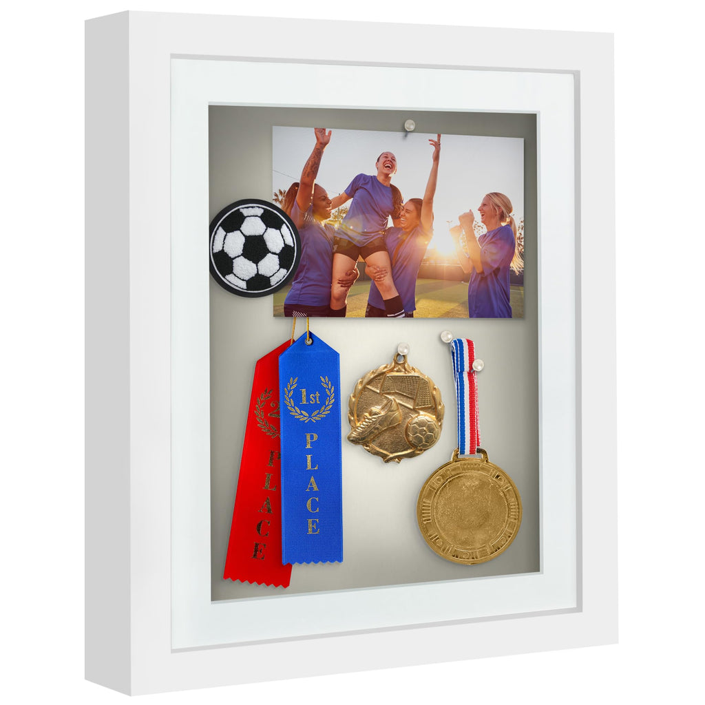 Americanflat 10x12 Shadow Box Frame with Shatter-Resistant Glass - Use as 8x10 Frame with Mat or 10x12 Frame Without Mat - Silho