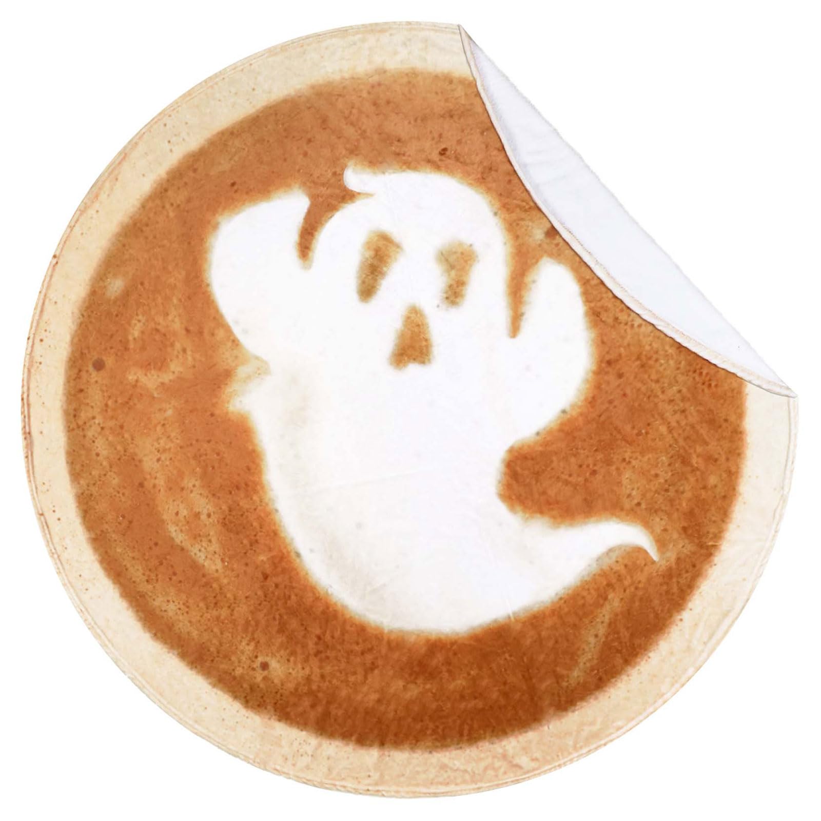 Excervent Realistic Gost Coffee Latte Throw Blanket, 290 Gsm Funny Round Realistic Food Blanket, Novelty Super Soft Flannel Blan