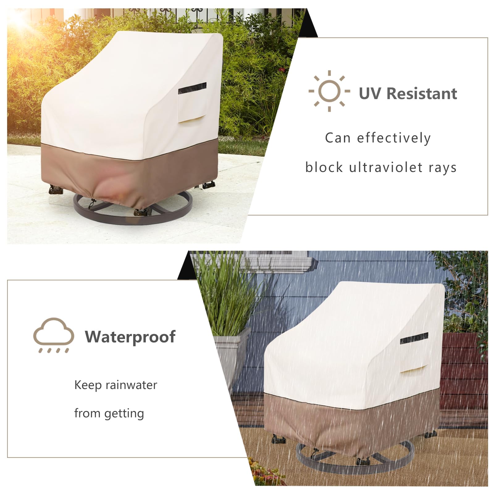 Solotoo Outdoor Swivel Lounge Chair Cover Waterproof 2 Pack,Lawn Patio Chair Covers,Fits Patio Furniture Up To 27.5W X 32.6D X 3