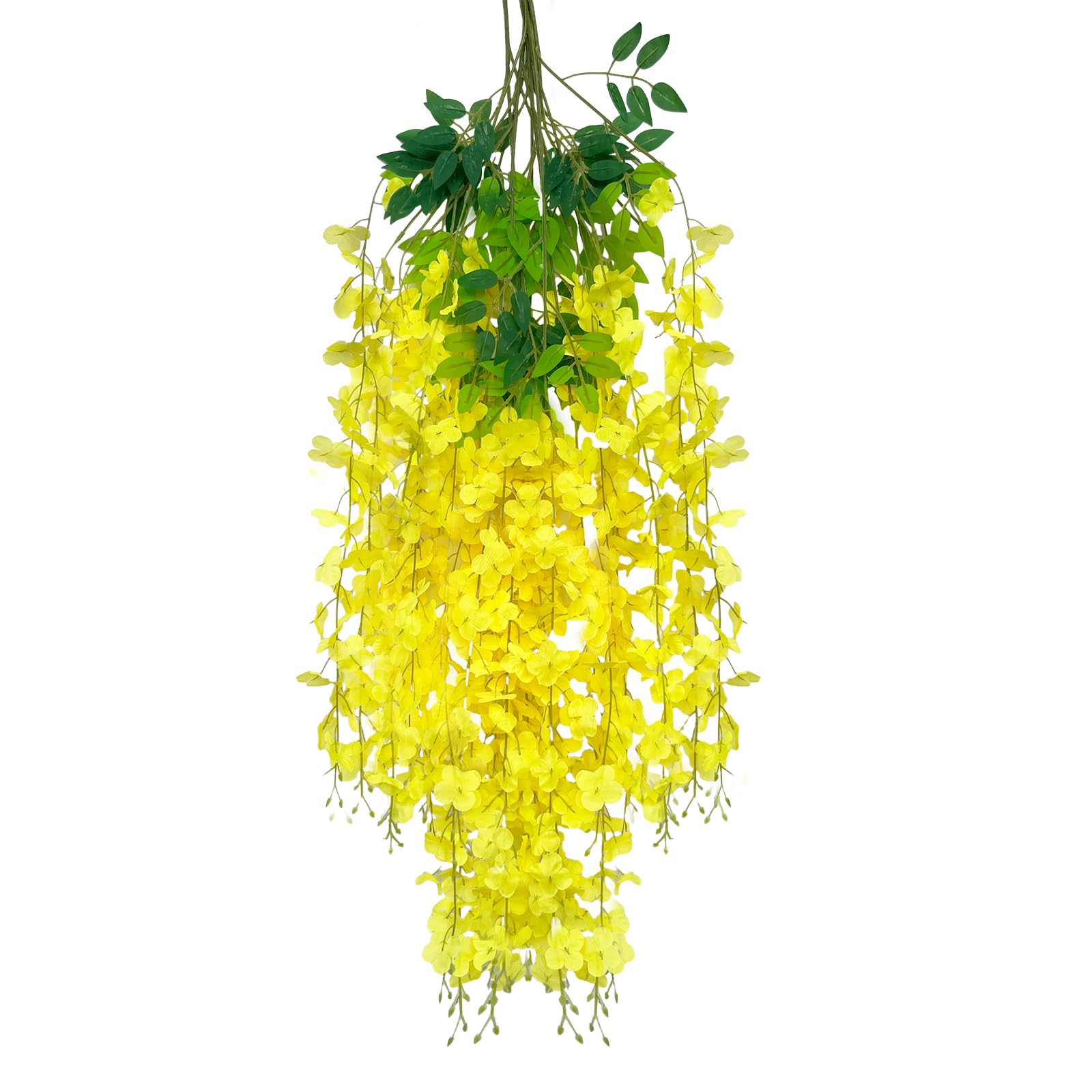 Yellow Artificial Wisteria Flower Vines, 3.77 Feet Yellow Wisteria Hanging Flowers Garland, 5 Pack Fake Yellow Wisteria, Hanging