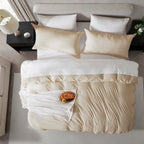 Nestl Beige Cream California King Duvet Cover Sets - Soft Prewashed Cal King Duvet Cover, 3 Piece, With Zipper Closure, 1 Duvet Cover 104X98 Inches And 2 Pillow Shams - No Comforter
