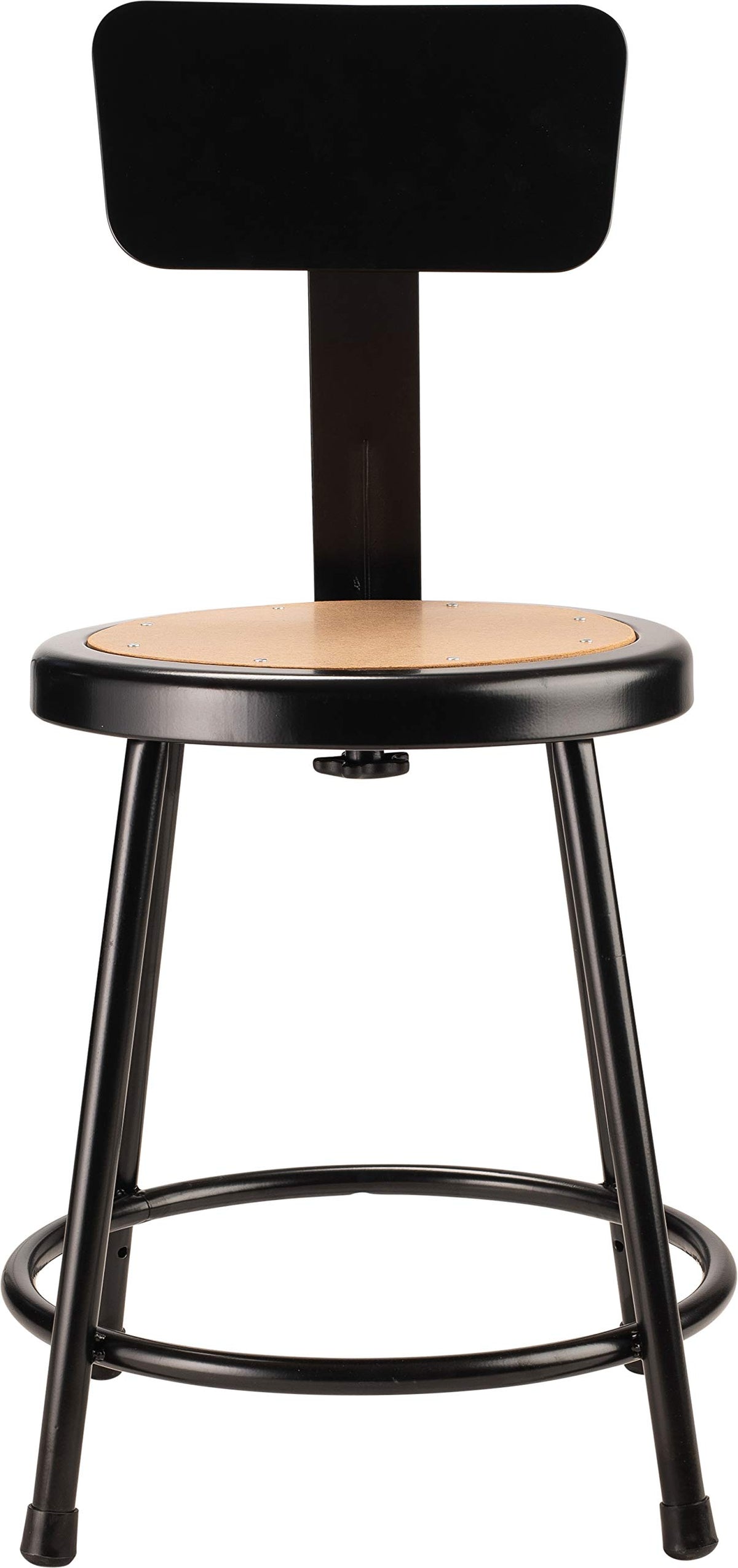 National Public Seating 6218B-10-CN 18" Heavy Duty Steel Stool with Backrest (5 Pack), Black