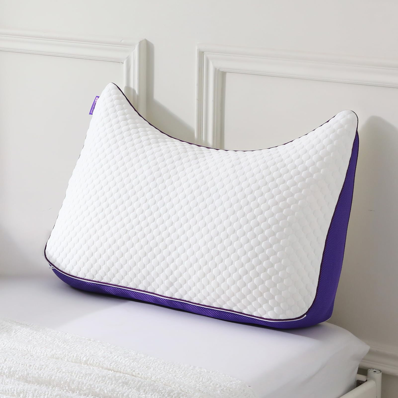 HOMELAB Adjustable Crescent Shredded Memory Foam Pillows King Size, Cooling Bed Pillows for Sleeping with Removable Cover, 1 Pac