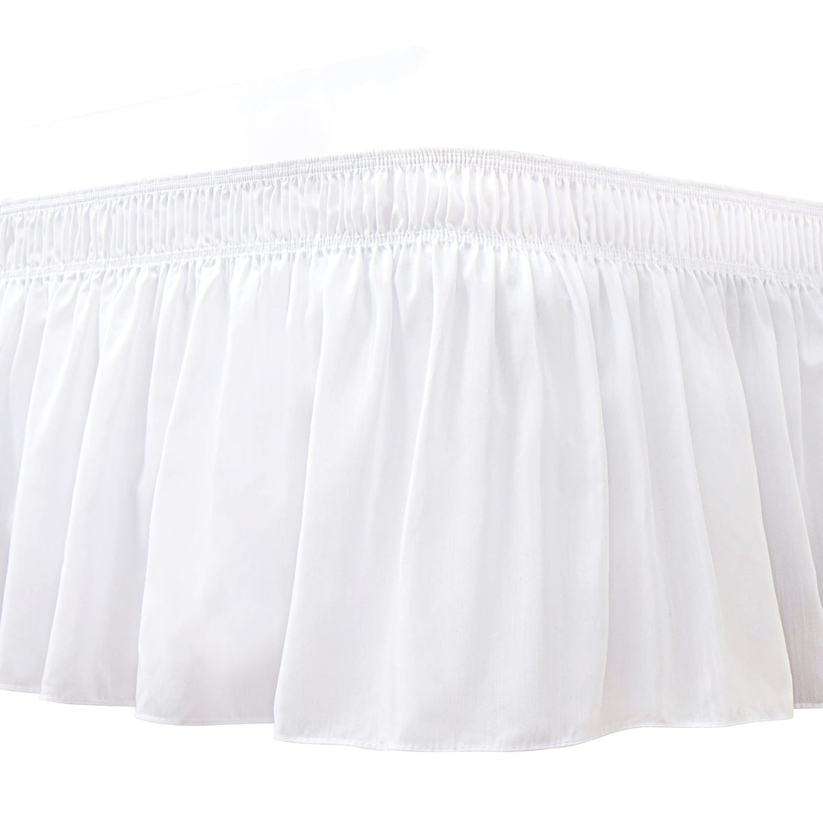 Biscaynebay Wrap Around Bed Skirts For Queen Size Beds Extra Short Drop Of 9', White Elastic Dust Ruffles Easy Fit Wrinkle & Fa