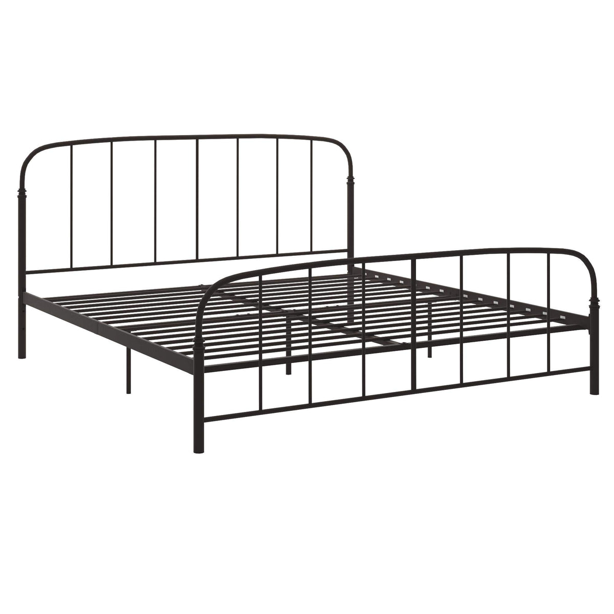 DHP Lafayette Metal Platform Bed with Rustic Style Curved Headboard and Footboard, Adustable Base Height for Underbed Storage, N