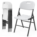 Vingli Folding Chairs, Heavy Duty Foldable Chair Portable Hdpe Plastic Seat With Steel Frame For Indoor Outdoor Dinning Party Wedding School Use, White, 4 Pack