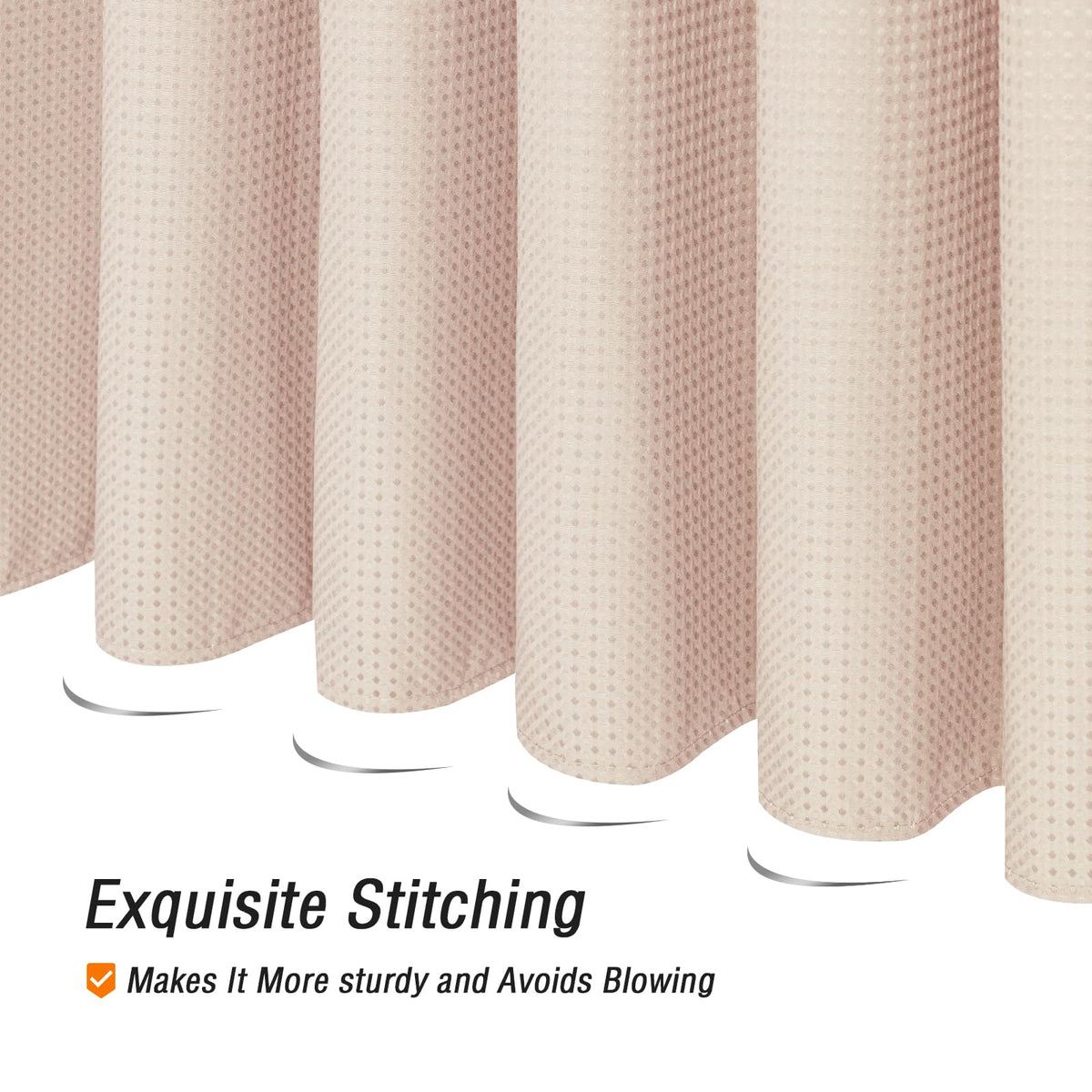 Gibelle Blush Pink Shower Curtain, Waffle Weave Textured Fabric Shower Curtain For Bathroom - Soft Cloth & Hotel Spa Luxury, Wat