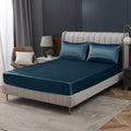Homiest Deep Sea Blue Satin Fitted Sheet Twin Size Fitted Bed Sheet, Deep Pocket Fitted Sheet Only, Luxury & Ultra Soft Bedding Fitted Sheet Single Bottom Bed Sheets Sold Separately