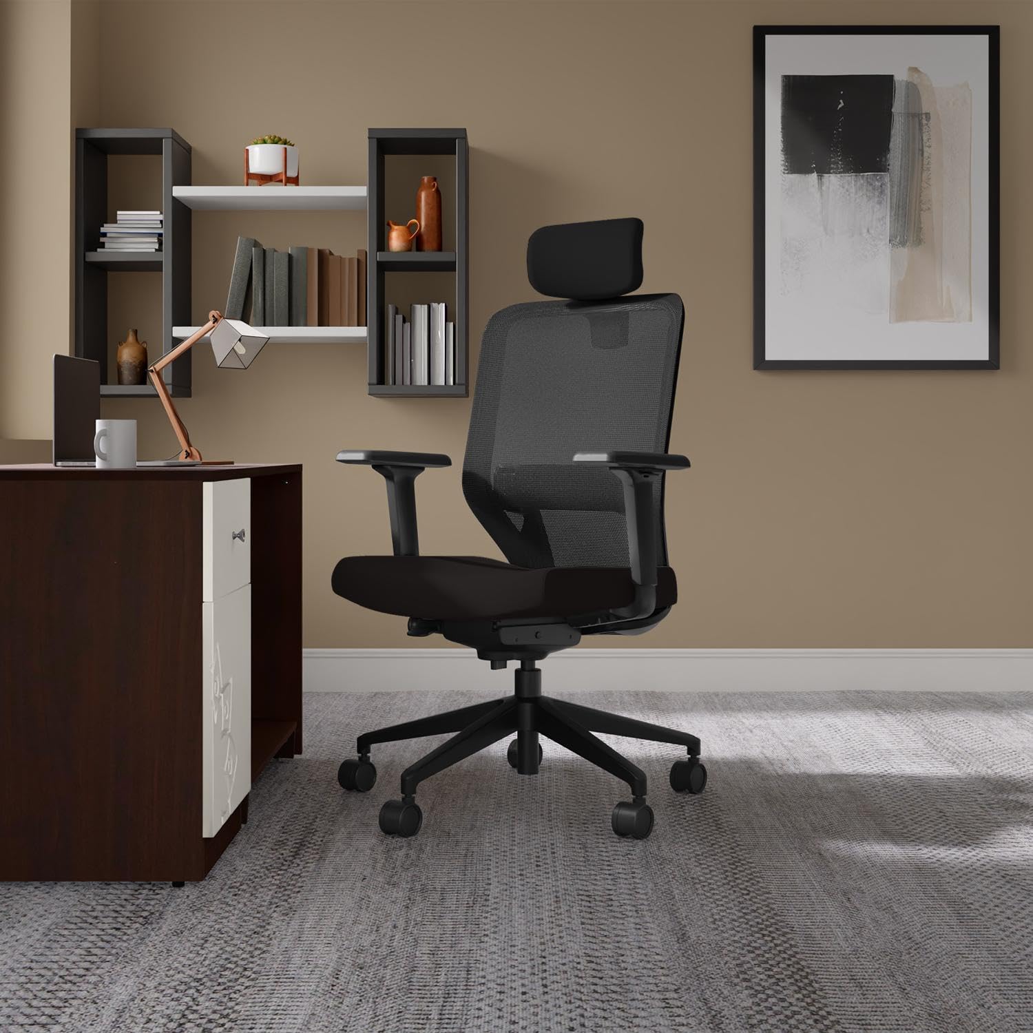 Godrej Interio Greta 2.0 Mesh Wide Back Ergonomic Office Chair/Study Chair/Revolving Chair, 1 Year Warranty, Active Bio Synchro 