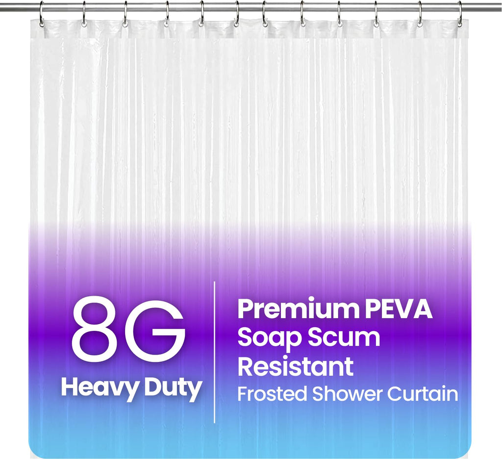 Liba Bathroom Shower Curtain - Waterproof Plastic Shower Curtain Premium Peva Non-Toxic With Rust Proof Grommets Frosted 8G Heav