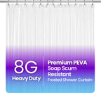 Liba Bathroom Shower Curtain - Waterproof Plastic Shower Curtain Premium Peva Non-Toxic With Rust Proof Grommets Frosted 8G Heav