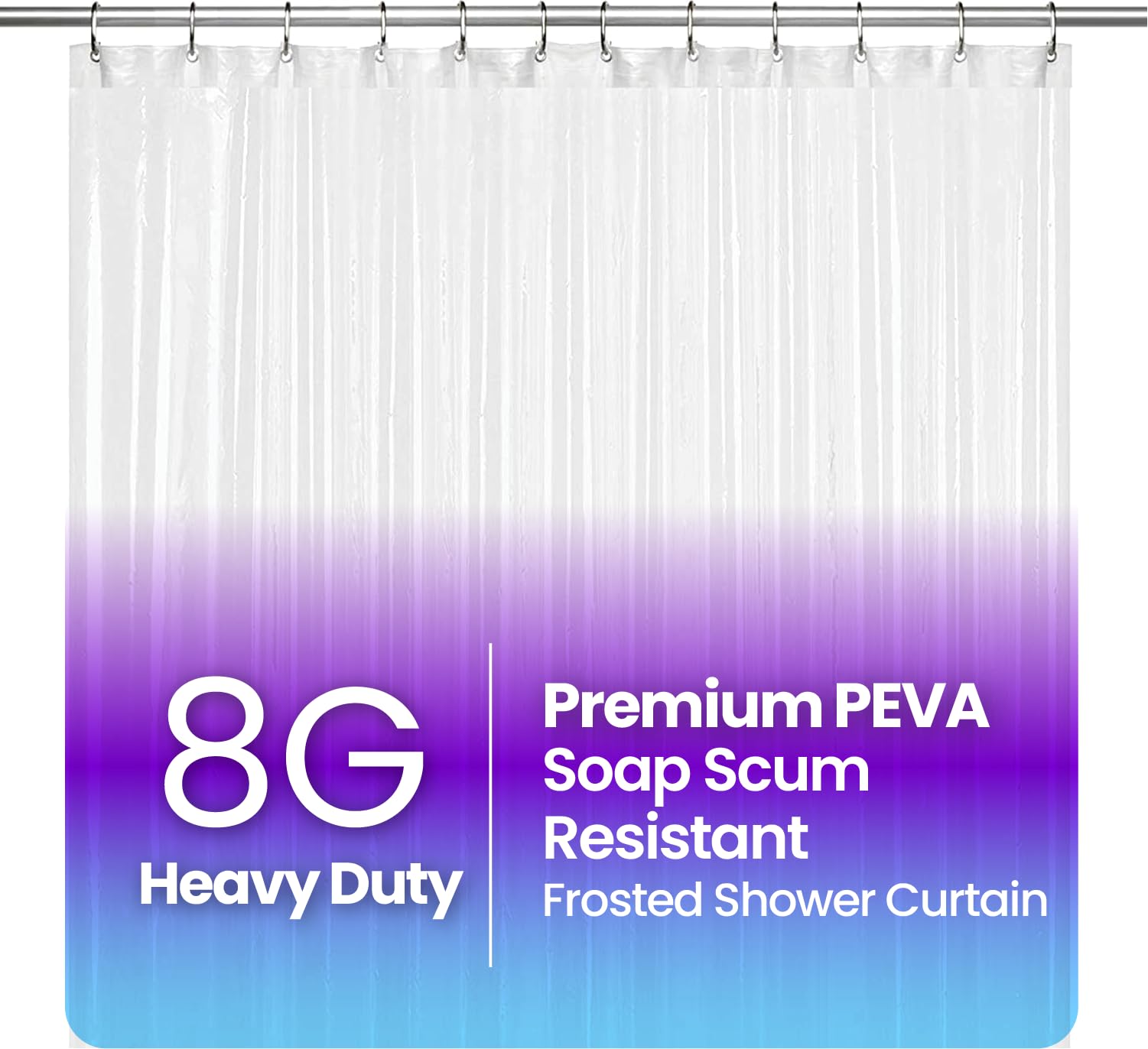 Liba Bathroom Shower Curtain - Waterproof Plastic Shower Curtain Premium Peva Non-Toxic With Rust Proof Grommets Frosted 8G Heav