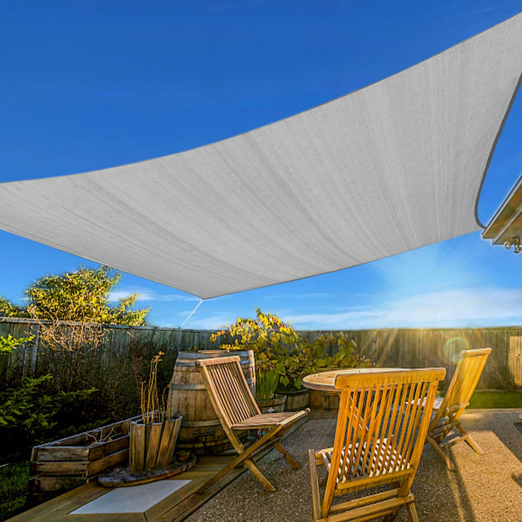 Artpuch 16'X20' Sun Shade Sail Curved Commercial Outdoor Shade Cover Light Grey Rectangle Heavy Duty Permeable 185Gsm Backyard S