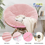 HOMBYS Fluffy Shaggy Papasan Chair Cover, Plush Faux Fur Slipcover, 55"x55", Pink, Model PAPASANPINK