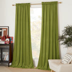 Nicetown Olive Green Velvet Drapes For Living Room (2 Panels, 52-Inch Wide X 120-Inch Long), Thermal Insulated Noise Reducing Ve