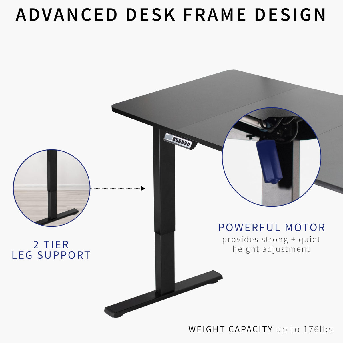 Vivo Electric 60 X 30 Inch Standing Desk Workstation, Memory Controller Height Adjustment, 1B Series, White Top Gray Frame, Desk-Kit-1G6W-30