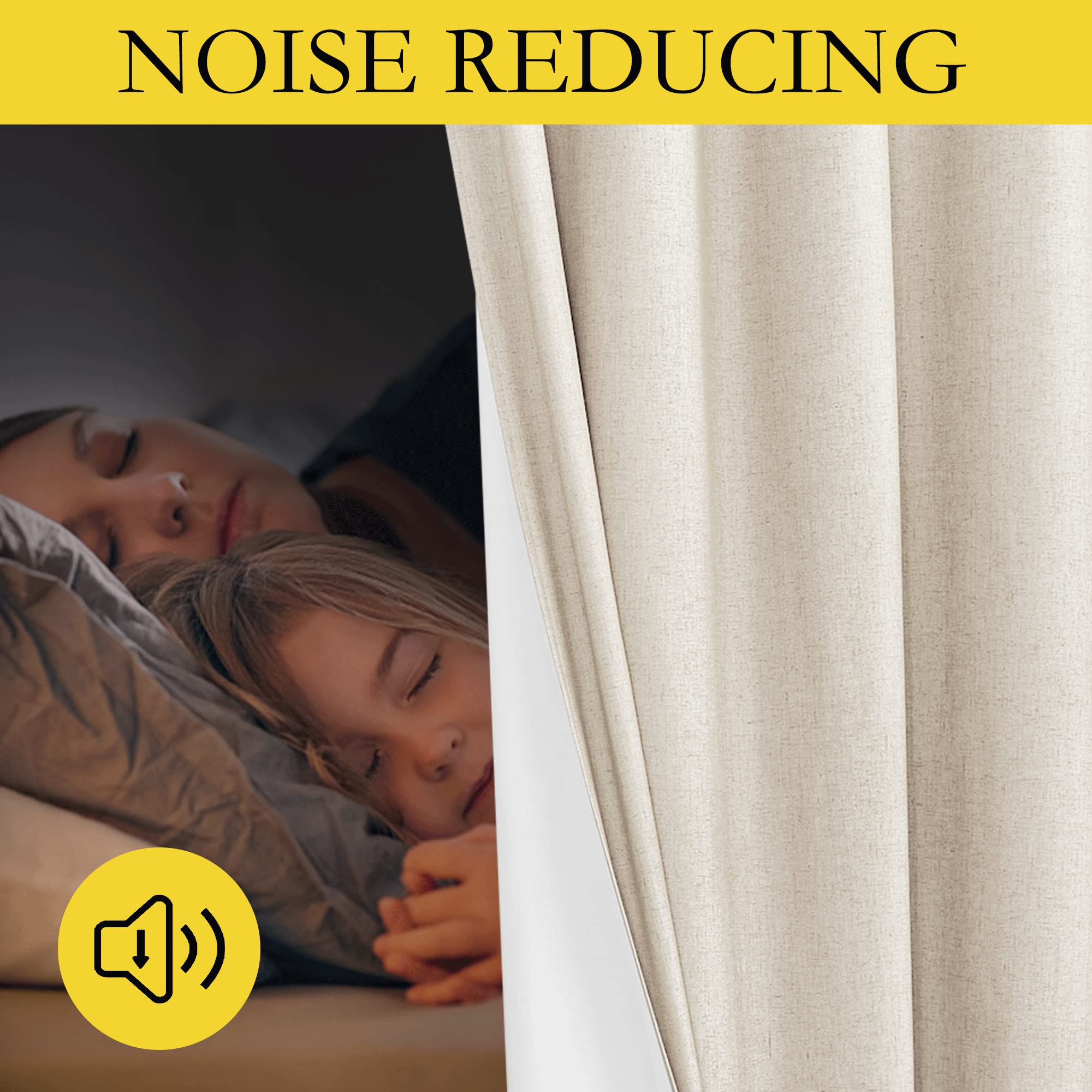Nicetown 100% Absolutely Blackout Linen Curtains With Thermal Insulated White Liner, Beige, 52' Wide By 48' Long, 2 Pieces, Anti-Rust Grommet Natural Burlap Fabric Window Drapes For Bedroom/Kids Room