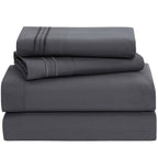 Clara Clark Premier 1800 Collection Full 4Pc Microfiber Bed Linen Set, Charcoal Gray, Deep Pocket Sheets
