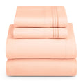 Hearth & Harbor Full Size Sheets - 4 Piece Bed Sheet Set, Hotel Luxury Double Brushed Bed Sheets - Extra Soft Bedding Sheets & Pillowcases, Full, Peach