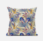 HomeRoots Grey Yellow 20â€ Blue Cream Tropical Zippered Suede Throw Pillow