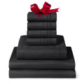 Mellanni Split King Sheet Set - 7-Piece Iconic Collection Bedding, (Including 4 Pillowcases), 16-Inch Deep Pocket, Easy Care, Extra Soft, Cooling Sheets, Brushed Microfiber - Black