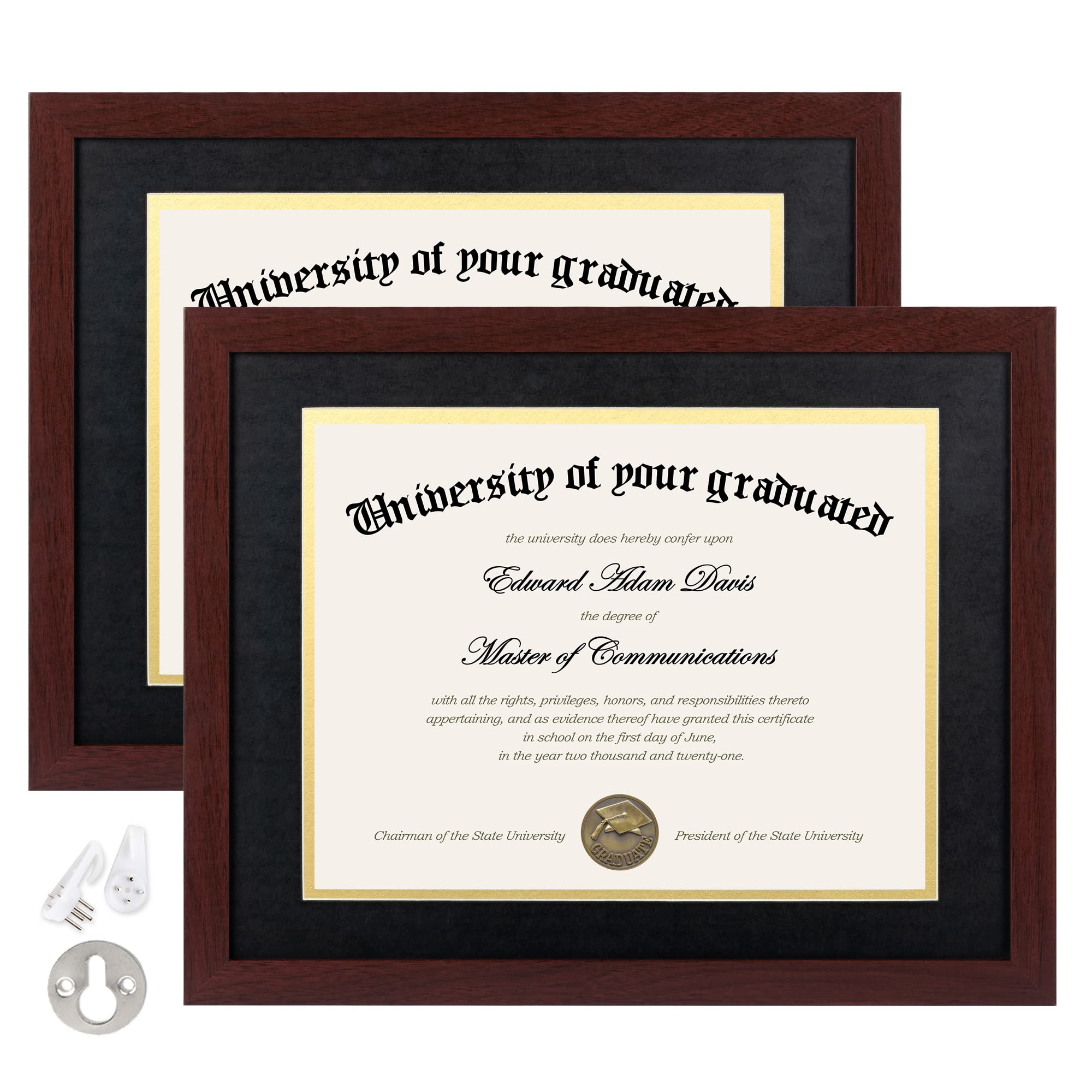 upsimples 11x14 Diploma Frame Certificate Degree Document Frame with High Definition Glass, 8.5 x 11 with mat for Wall and Table