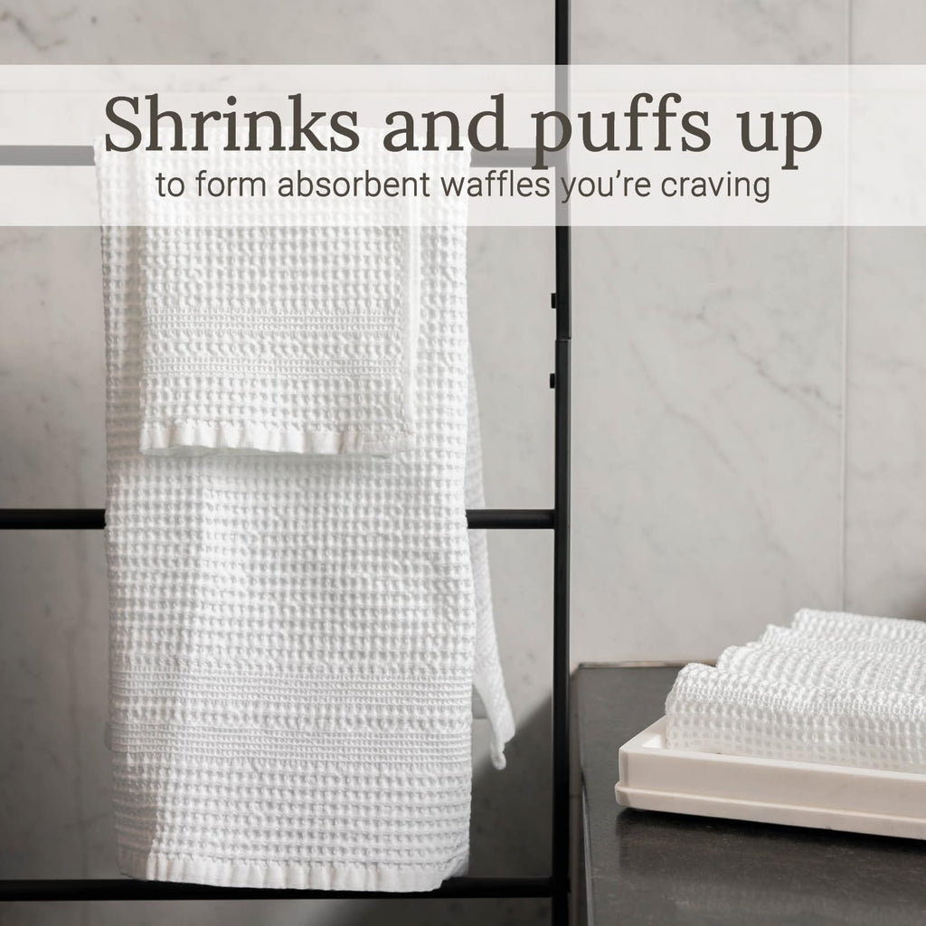 Gilden Tree Waffle Hand Towels For Bathroom Quick Drying Lint Free Thin, 2 Pack, Classic Style (White)