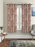 Fashion String 2 Piece Floral Blossoms Eyelet Polyester Window Grommet Curtains 5 Feet, Brown