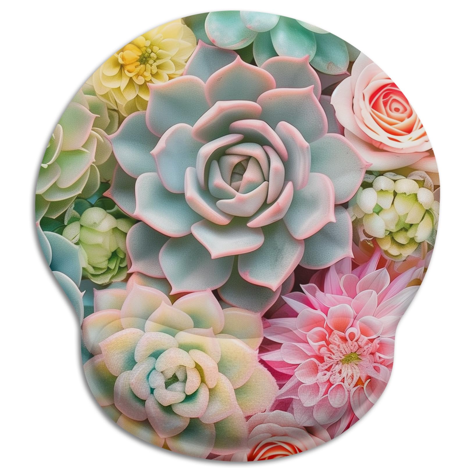 Limkrian Succulents Ergonomic Mouse Pad With Wrist Rest, Gaming Mouse Pad With Wrist Support, Funny Computer Mousepad With Non-S