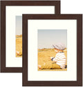 Golden State Art, Picture Frame - 8'' x 10'' Frame for 5'' x 7'' Photo Display, 2 Pack, Brown