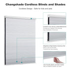 Changshade Cordless Blackout Cellular Shade, Honeycomb Shade With The Diameter Of 1.5 Inch Honeycombs, Room Darkening Pleated Wi
