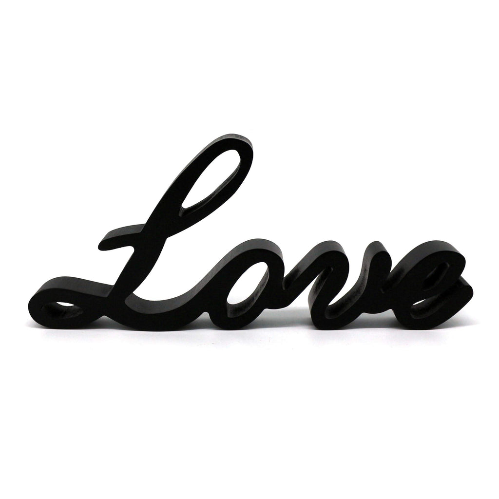 Cvhomedeco. Black Wooden Words Sign Free Standing Love Desk/Shelf/Home Wall/Office Decoration Art, 10-1/4 X 4-1/2 X 1 Inch