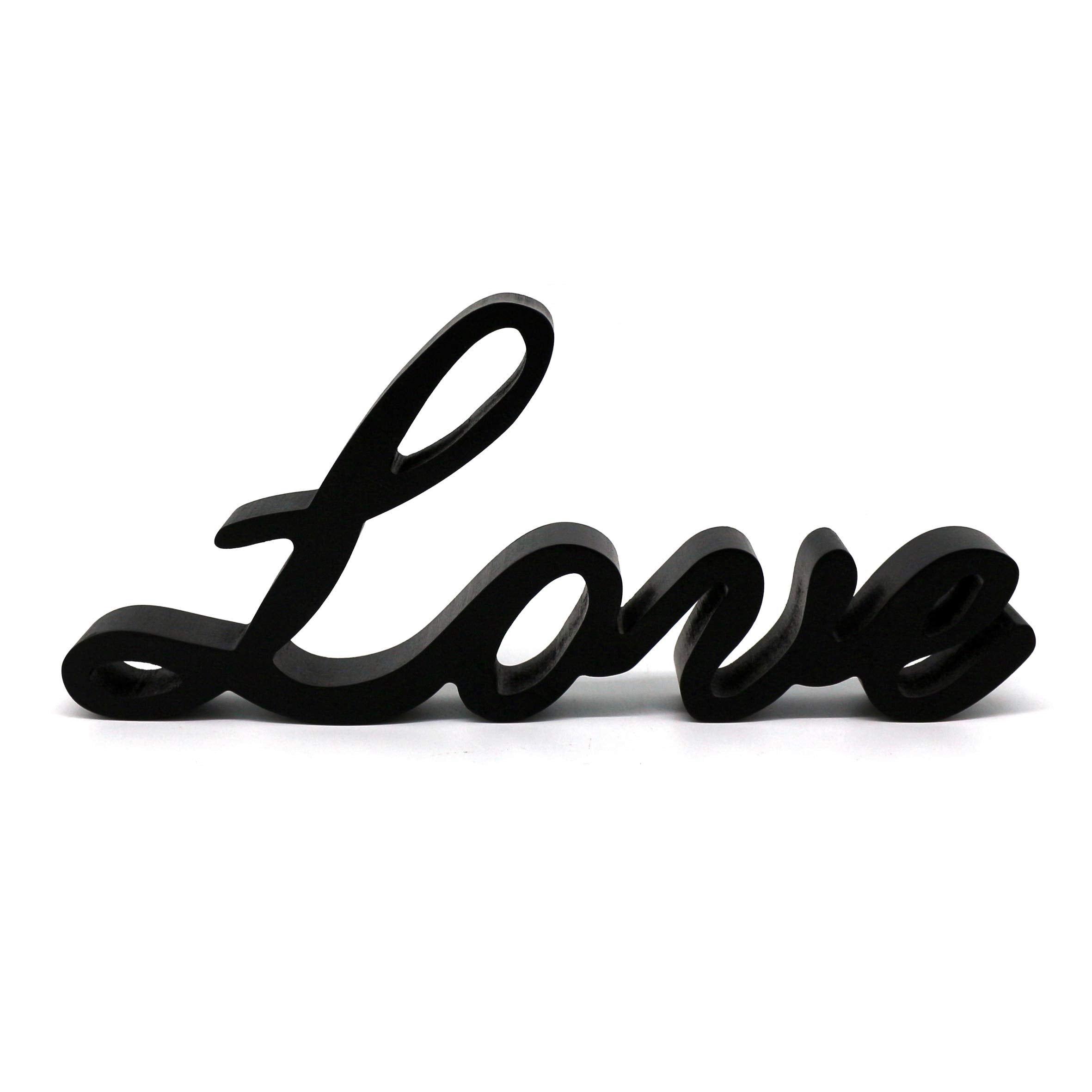 Cvhomedeco. Black Wooden Words Sign Free Standing Love Desk/Shelf/Home Wall/Office Decoration Art, 10-1/4 X 4-1/2 X 1 Inch