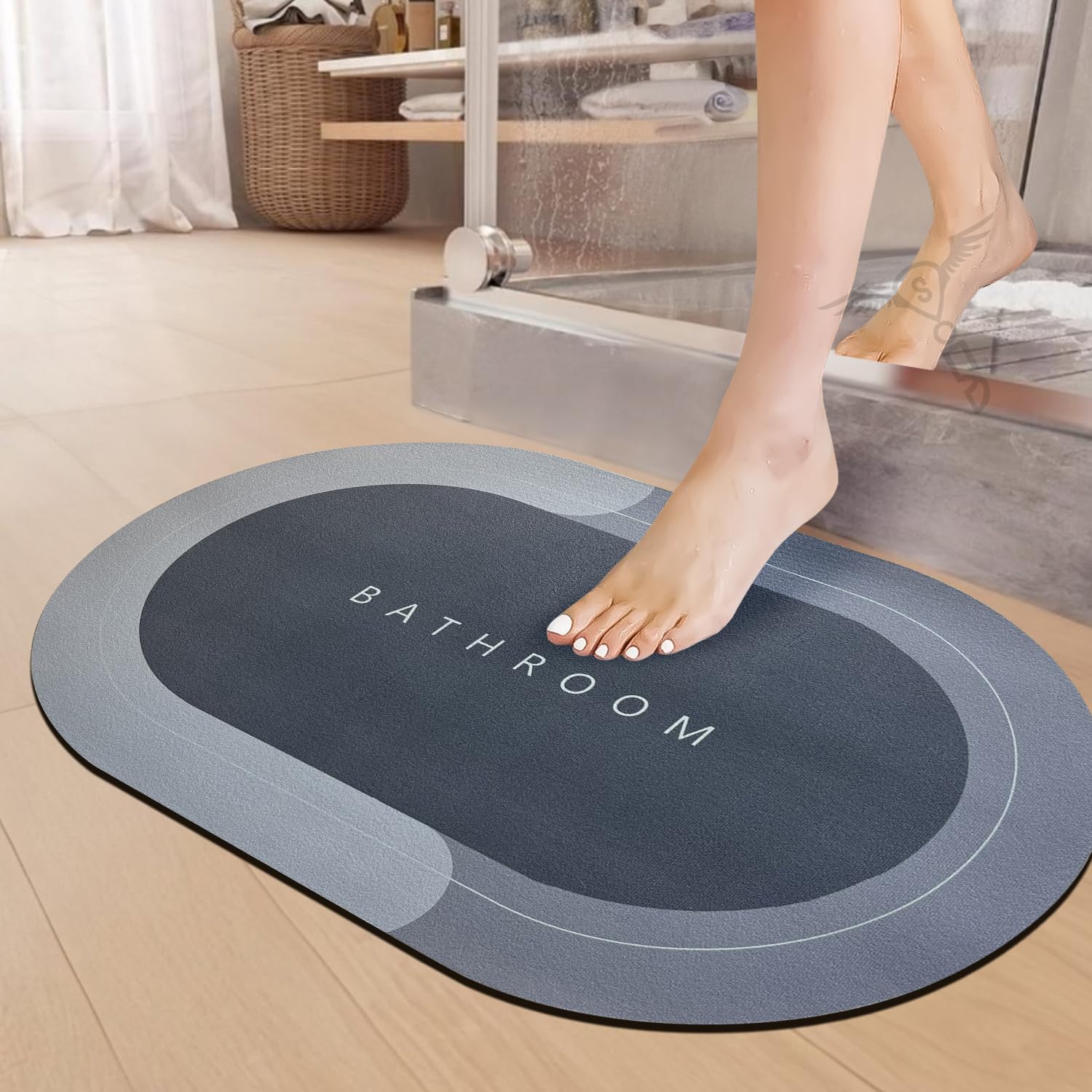 Bathroom Mat,Door mat Door Mat, Rubber NonSlip Quick Dry Rugs Fit Under Super Absorbent Thin Fashion Washable Oval Floor Bath M