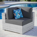 Modway Convene Outdoor Patio Corner Chair, Light Gray Charcoal