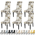 Jqinhome Chair Covers For Dining Room Set Of 6, High Stretch Removable Washable Parsons Chair Slipcover For Home Party Hotel Wedding Ceremony (Flower,6Pcs)