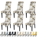 Jqinhome Chair Covers For Dining Room Set Of 6, High Stretch Removable Washable Parsons Chair Slipcover For Home Party Hotel Wedding Ceremony (Flower,6Pcs)
